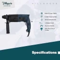 Hillgrove HGCM1195 750W Hammer Impact Drill Machine with 3 Bits & 8-Inch Adjustable Wrench image-2