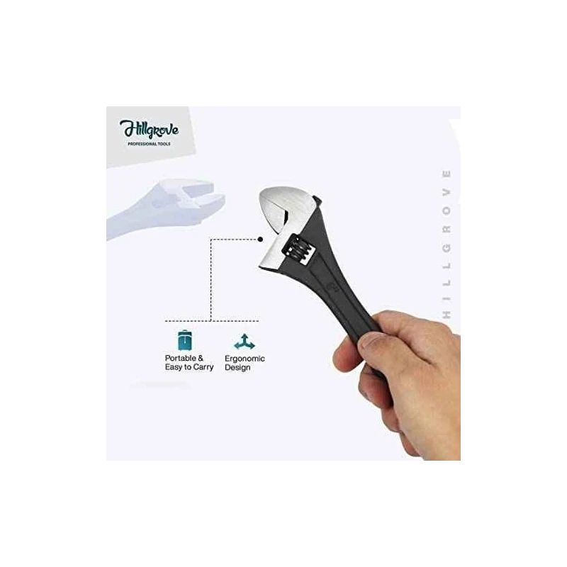 Hillgrove HGCM984 8-Piece Ring Hex Allen Key & 8-Inch Adjustable Wrench Spanner Set image-3