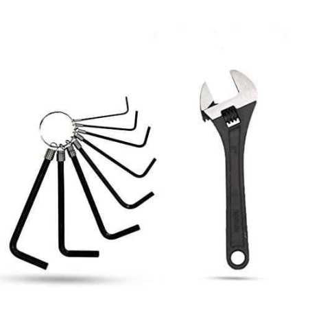 Hillgrove HGCM984 8-Piece Ring Hex Allen Key & 8-Inch Adjustable Wrench Spanner Set image-4