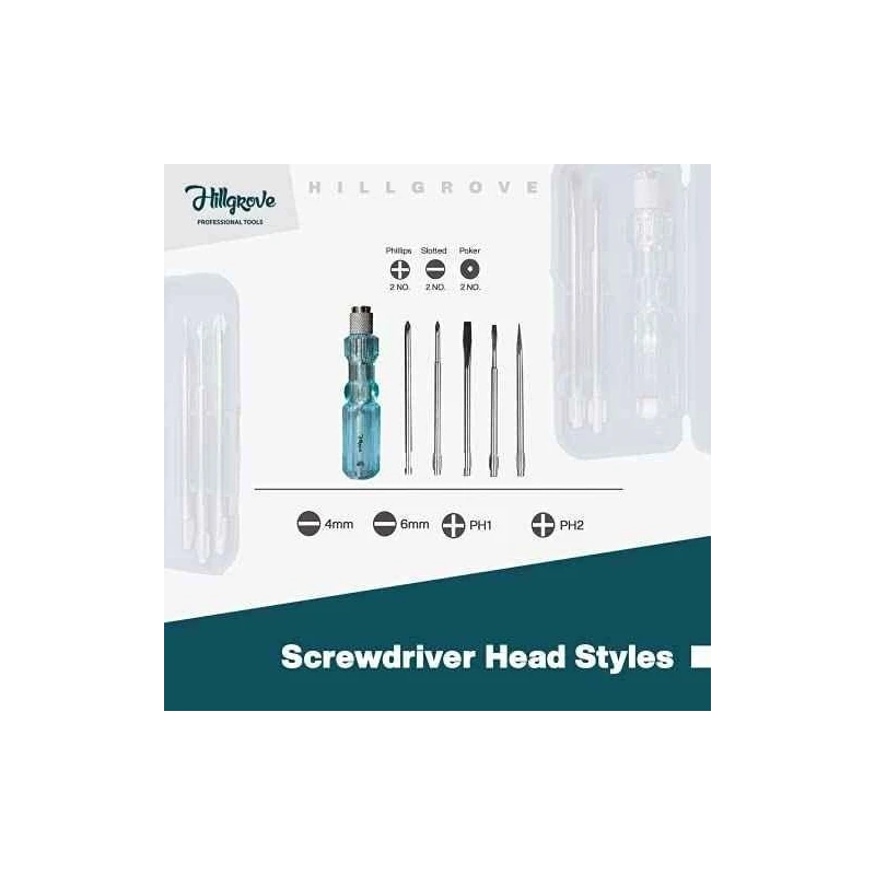 Hillgrove HGCM982 8-Piece Ring Hex Allen Key with 5-in-1 Screwdriver Set image-1