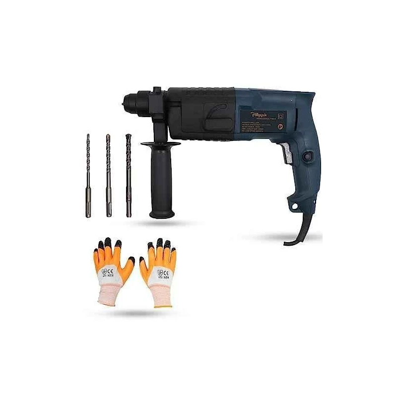 Hillgrove HGCM1184 750W Hammer Impact Drill Machine with 3 Bits & Gloves image-5