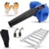 Hillgrove HGCM1100 800W Blue Electric Air Blower with Carbon Brushes, Gloves & 8-Piece Double Open End Wrench Set