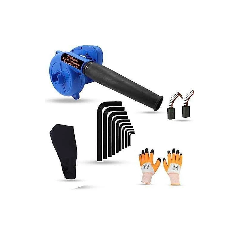 Hillgrove HGCM1085 800W Blue Electric Air Blower with Carbon Brushes Gloves & 10-Piece Allen Key Set image-2