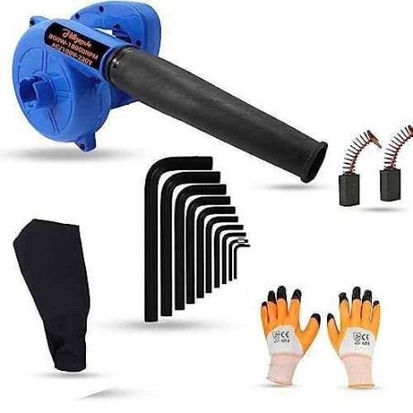 Hillgrove HGCM1085 800W Blue Electric Air Blower with Carbon Brushes Gloves & 10-Piece Allen Key Set image-2