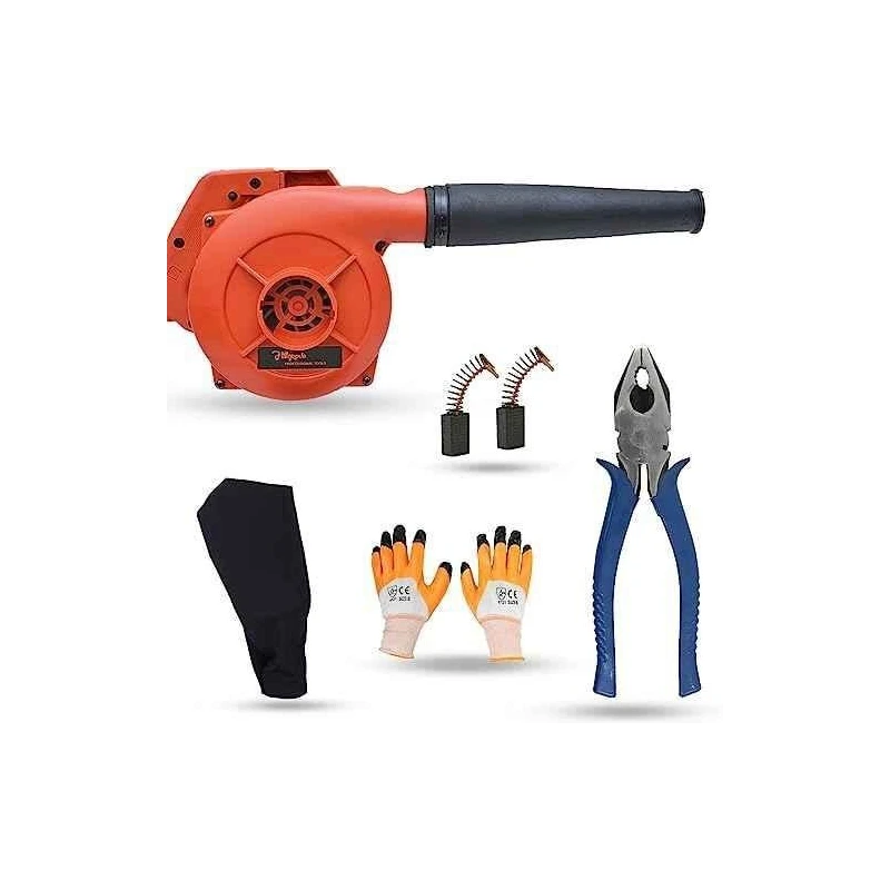 Hillgrove HGCM1128 800W Red Electric Air Blower with Carbon Brushes Gloves & 8-Inch Plier image-2