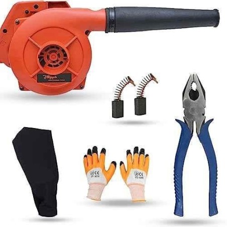 Hillgrove HGCM1128 800W Red Electric Air Blower with Carbon Brushes Gloves & 8-Inch Plier image-2