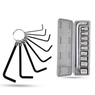Hillgrove HGCM981 8-Piece Ring Hex Allen Key Set with 10-in-1 Socket Set image-1