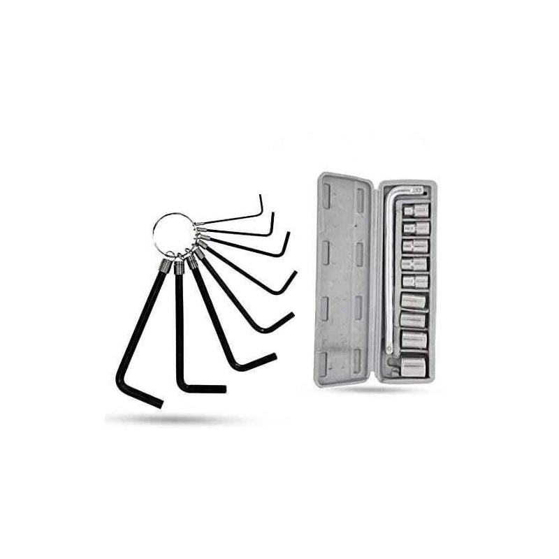 Hillgrove HGCM981 8-Piece Ring Hex Allen Key Set with 10-in-1 Socket Set image-1