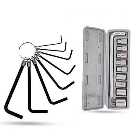 Hillgrove HGCM981 8-Piece Ring Hex Allen Key Set with 10-in-1 Socket Set image-1