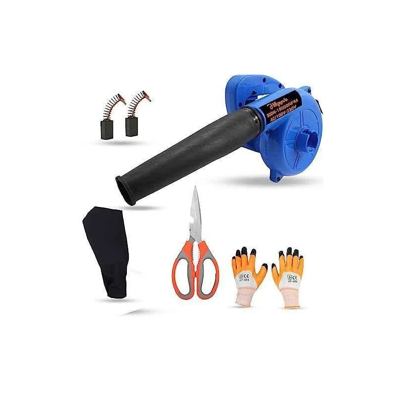 Hillgrove HGCM1086 800W Blue Electric Air Blower with Carbon Brushes Gloves & Scissor image-2