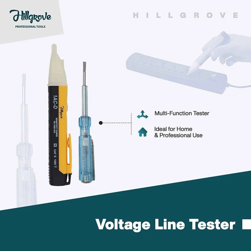 Hillgrove HGCM210M1 Electrical Non-Contact Voltage Tester Set with Electrical Tape Line Tester & 2-in-1 Screwdriver image-2