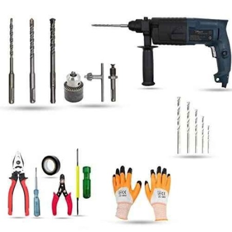 Hillgrove HGCM864 750W Hammer Impact Drill Machine with 3 Bits 5 Hand Tools Chuck SDS Adapter & 5 Masonry Bits image-2