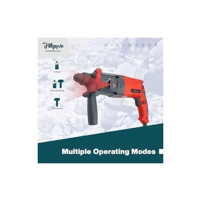 Hillgrove HGCM1247 1200W Hammer Impact Drill Machine with 5 SDS Plus Bits & Wire Cutter image-2