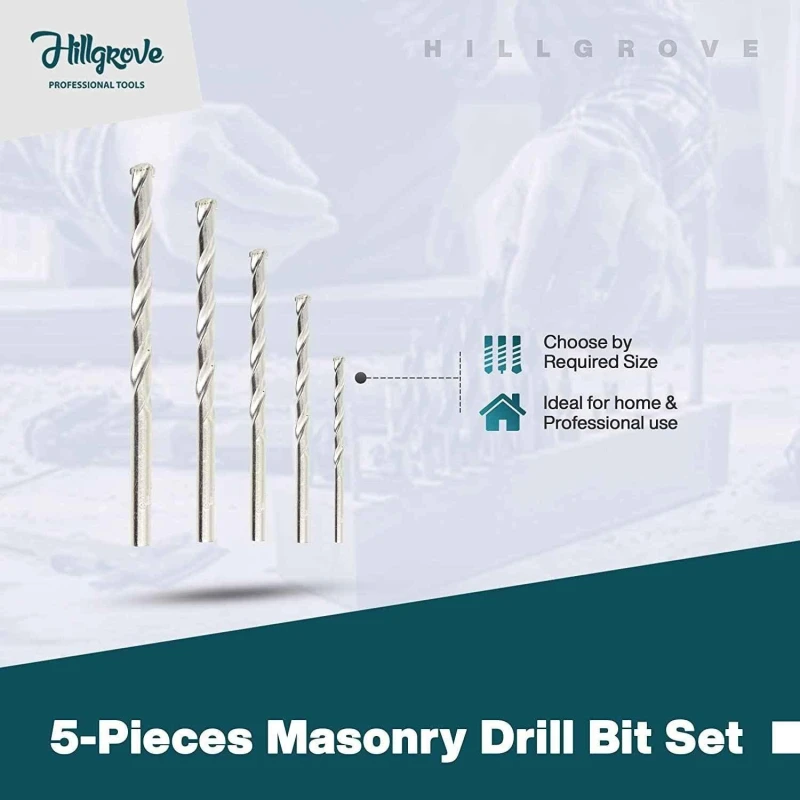 Hillgrove HGCM179M1 5-Piece HSS & 5-Piece Masonry Drill Bit Combo for Metal Concrete & Wood image-2