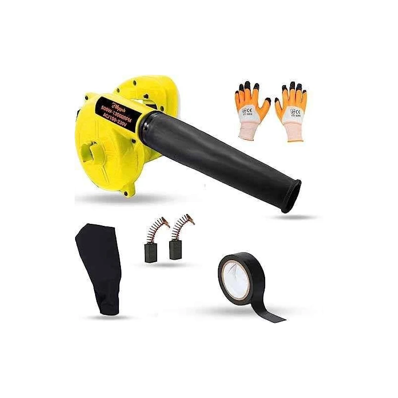 Hillgrove HGCM1114 800W Yellow Electric Air Blower with Carbon Brushes Gloves & Electrical Tape image-1