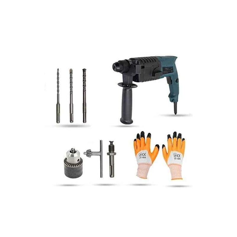 Hillgrove HGCM869 750W Hammer Impact Drill Machine with 3 SDS Plus Bits Chuck SDS Adapter & Gloves image-3