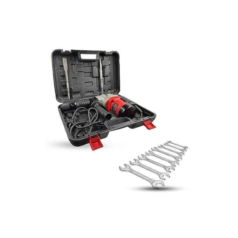 Hillgrove HGCM1400 1200W Demolition Hammer Concrete Breaker with 2 Bits & 8-Piece Double Open End Wrench image-6