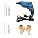 Hillgrove HGCM227M1 500W 10mm Drill Machine with 10 Masonry Drill Bits & Gloves image-1