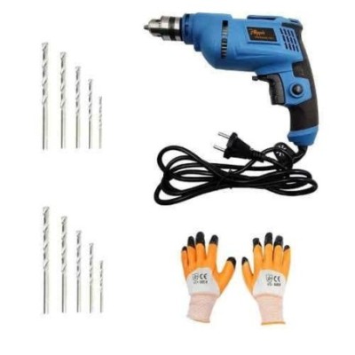 Hillgrove HGCM227M1 500W 10mm Drill Machine with 10 Masonry Drill Bits & Gloves image-1