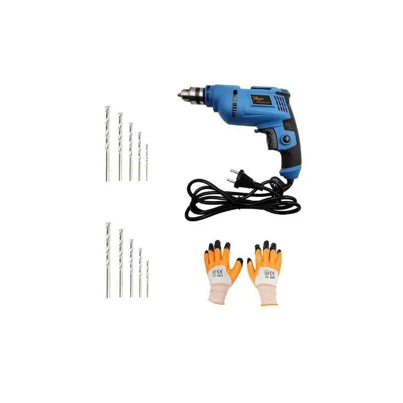 Hillgrove HGCM227M1 500W 10mm Drill Machine with 10 Masonry Drill Bits & Gloves image-1