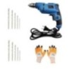 Hillgrove HGCM227M1 500W 10mm Drill Machine with 10 Masonry Drill Bits & Gloves