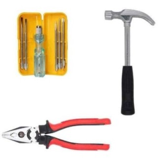 Hillgrove HGCM462M1 Claw Hammer with Rubber Handle Wire Cutter & 5-in-1 Screwdriver Set image-1