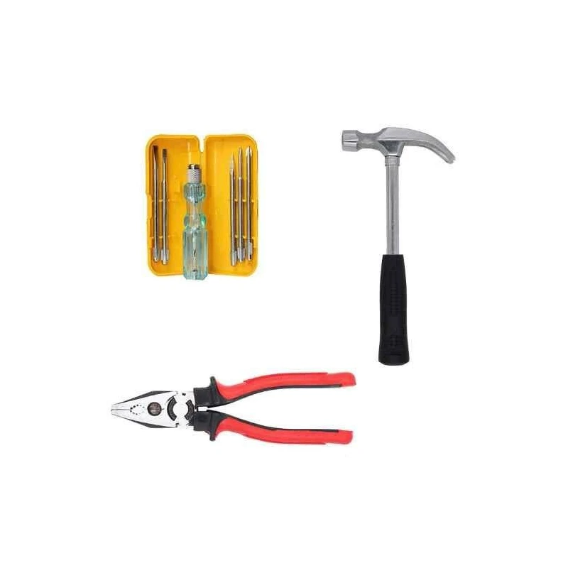 Hillgrove HGCM462M1 Claw Hammer with Rubber Handle Wire Cutter & 5-in-1 Screwdriver Set image-1