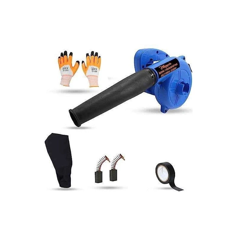 Hillgrove HGCM1095 800W Blue Electric Air Blower with Carbon Brushes Gloves & Electrical Tape image-1