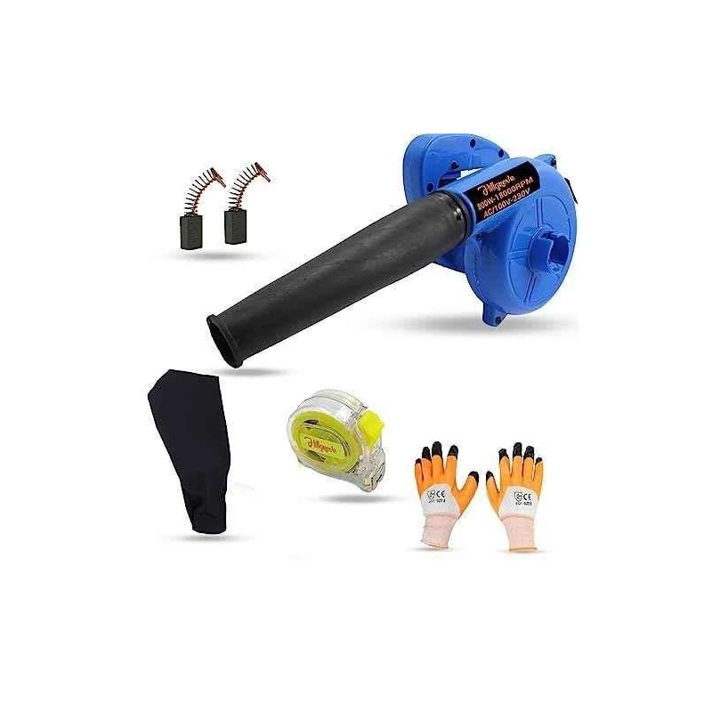 Hillgrove HGCM1087 800W Blue Electric Air Blower with Carbon Brushes Gloves & Measuring Tape image-2