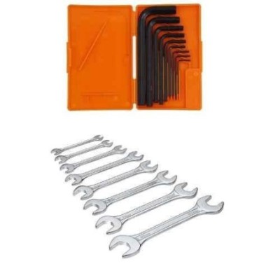Hillgrove HGCM553 8-Piece Double Ring Spanner Set with 9-Piece Hex Allen Key Set image-1