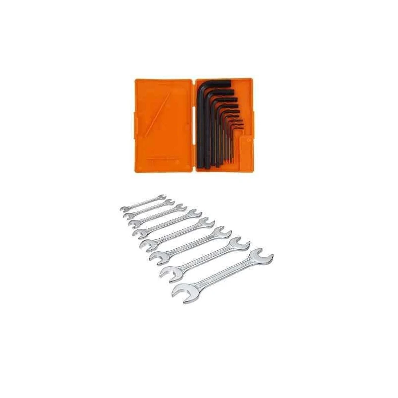 Hillgrove HGCM553 8-Piece Double Ring Spanner Set with 9-Piece Hex Allen Key Set image-1