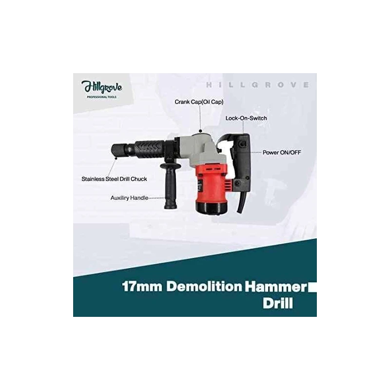 Hillgrove HGCM1393 1200W Demolition Hammer Concrete Breaker with 2 Bits & 2-in-1 Screwdriver image-5