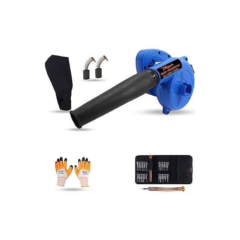 Hillgrove HGCM1094 800W Blue Electric Air Blower with Carbon Brushes Gloves & 25-in-1 Screwdriver image-2