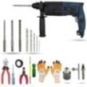 Hillgrove HGCM874 Hammer Drill Machine with Hand Tools, Bits, Adapter & Gloves