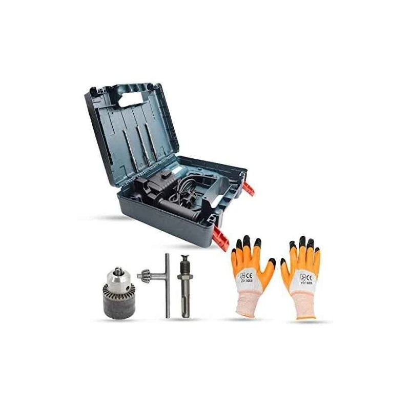Hillgrove HGCM867 Hammer Drill Machine with Bits Chuck Adapter & Gloves image-2