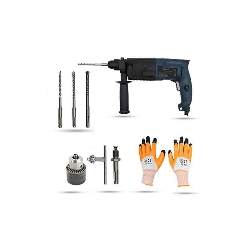 Hillgrove HGCM868 Hammer Drill Machine with Bits Chuck Adapter & Gloves image-5