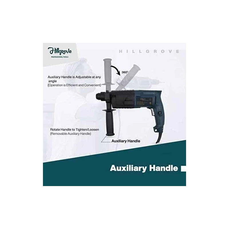 Hillgrove HGCM863 750W Forward & Reverse Rotation Hammer Impact Drill Machine with 3 Bits image-2
