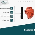 Hillgrove HGCM1121 800W Plastic Red Electric Air Blower with Carbon Brushes Gloves & 9-Piece Allen Key image-3