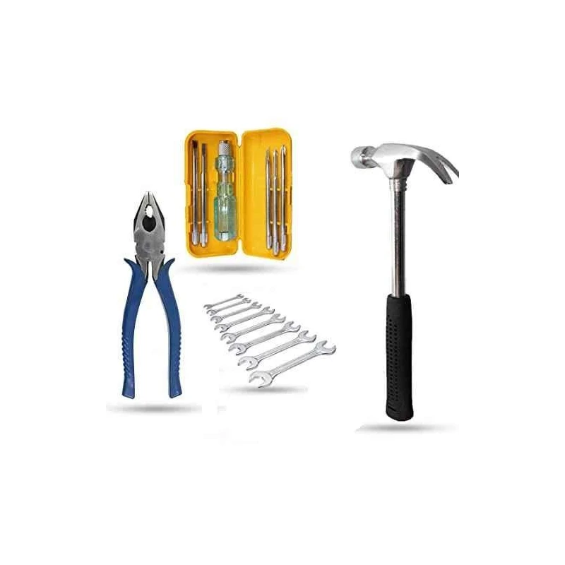 Hillgrove HGCM885 Curved Claw Hammer with 8-Inch Plier 5-in-1 Screwdriver & 8-Piece Double Open End Wrench Set image-2