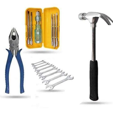 Hillgrove HGCM885 Curved Claw Hammer with 8-Inch Plier 5-in-1 Screwdriver & 8-Piece Double Open End Wrench Set image-2