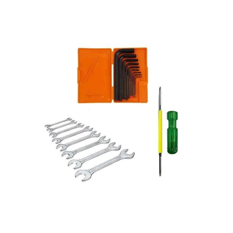 Hillgrove HGCM331M1 9-Piece Full Hex Allen Key Set with 8 Double Open End Wrenches & 2-in-1 Phillips Screwdriver image-1