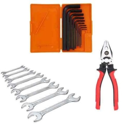 Hillgrove HGCM330M1 9-Piece Full Hex Allen Key Set with 8 Double Open End Wrenches & Plier image-1