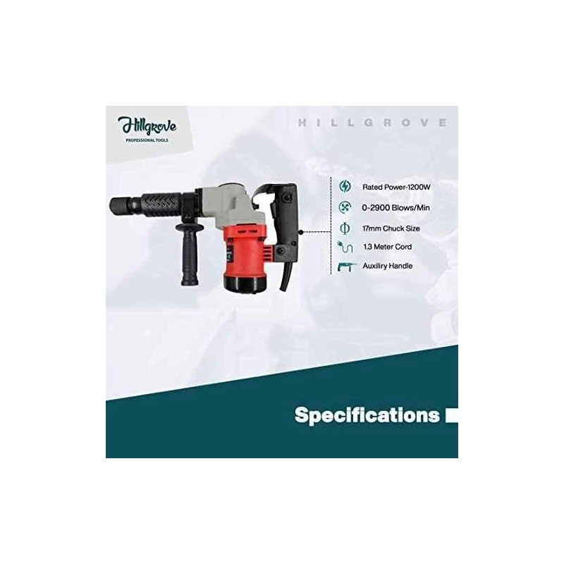 Hillgrove HGCM933 1200W Demolition Hammer Concrete Breaker with 2 Bits image-3