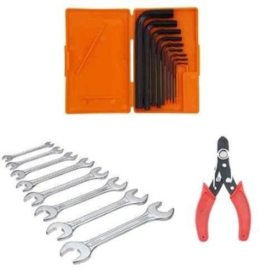 Hillgrove HGCM332M1 9-Piece Full Hex Allen Key Set with 8 Double Open End Wrenches & Wire Cutter image-1