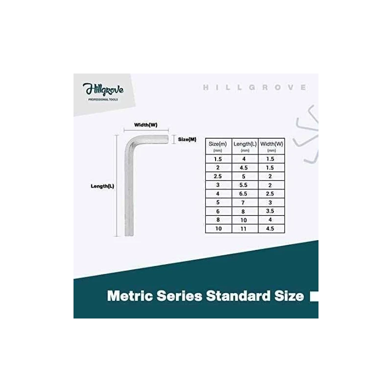 Hillgrove HGCM852 9-Piece Carbon Steel Full Hex Allen Key Set image-4