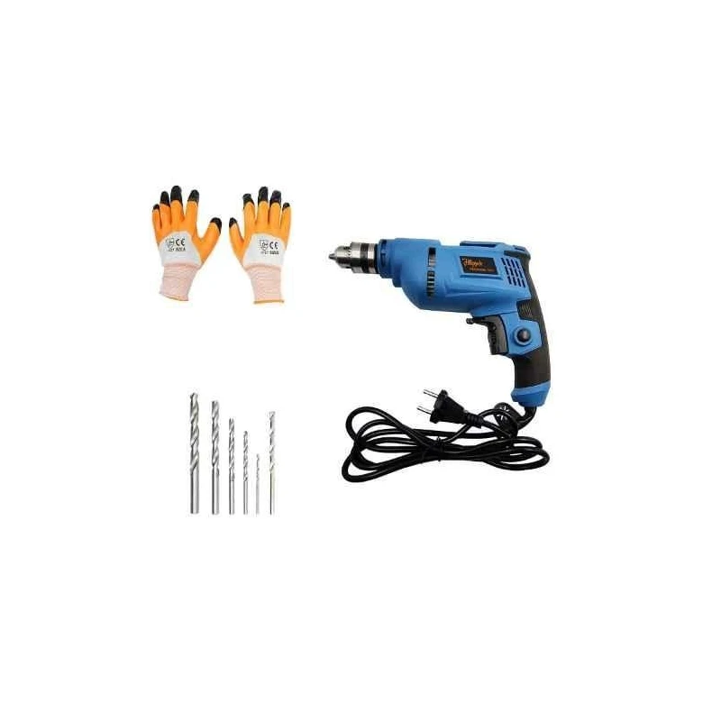 Hillgrove HGCM219M1 500W 10mm Drill Machine with Gloves & 6 Masonry/Metal Drill Bits image-3