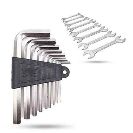 Hillgrove HGCM856 9-Piece Alloy Steel Hex Allen Key Set with 8-Piece Double Open End Wrench Set image-3