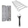 Hillgrove HGCM408M1 10-Piece Hex Socket Spanner Set with 8 Double Open End Wrenches & Adjustable Wrench
