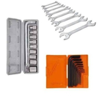 Hillgrove HGCM405M1 10-Piece Hex Socket Spanner Set with 8 Double Open End Wrenches & Hex Allen Key Set image-1