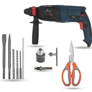 Hillgrove HGCM1225 1200W Hammer Impact Drill Machine with Drill Chuck SDS Adapter 5 SDS Plus Bits & Scissor image-6